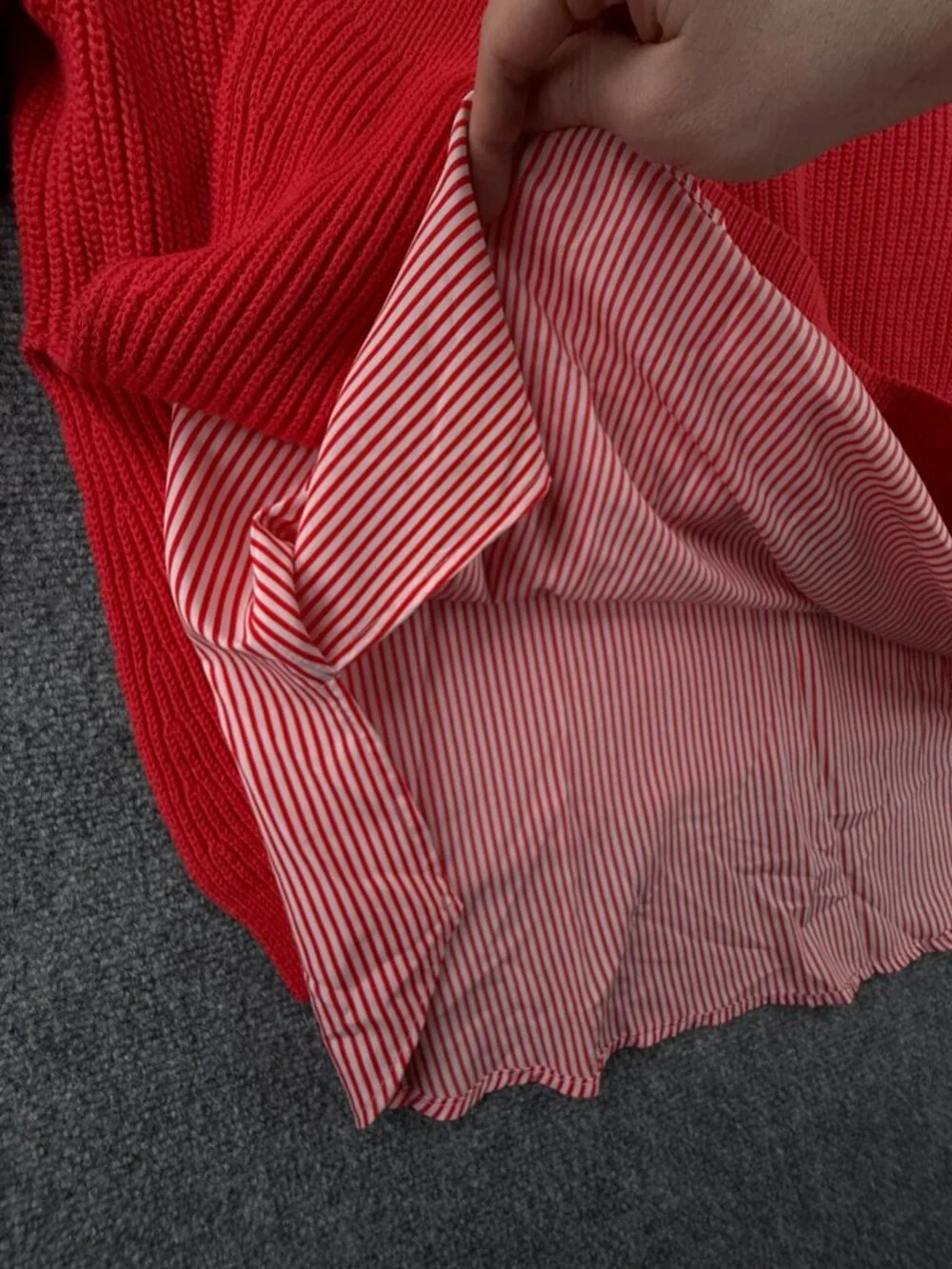 Lauren Ralph Lauren Women Preppy Shirt Lined Sweater Red Orange Large Preppy